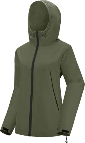 Avoogue Rain Jacket Women Waterproof Lightweight Raincoat Lined Outdoor Hooded Windbreaker