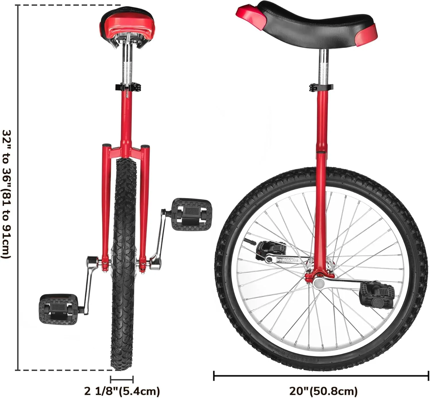 AW 16/18/20/24 Inch Wheel Outdoor Unicycle Adjustable Seat Exercise Bicycle Fit Adults Kids Outdoor Sports Fitness Exercise, for Choice