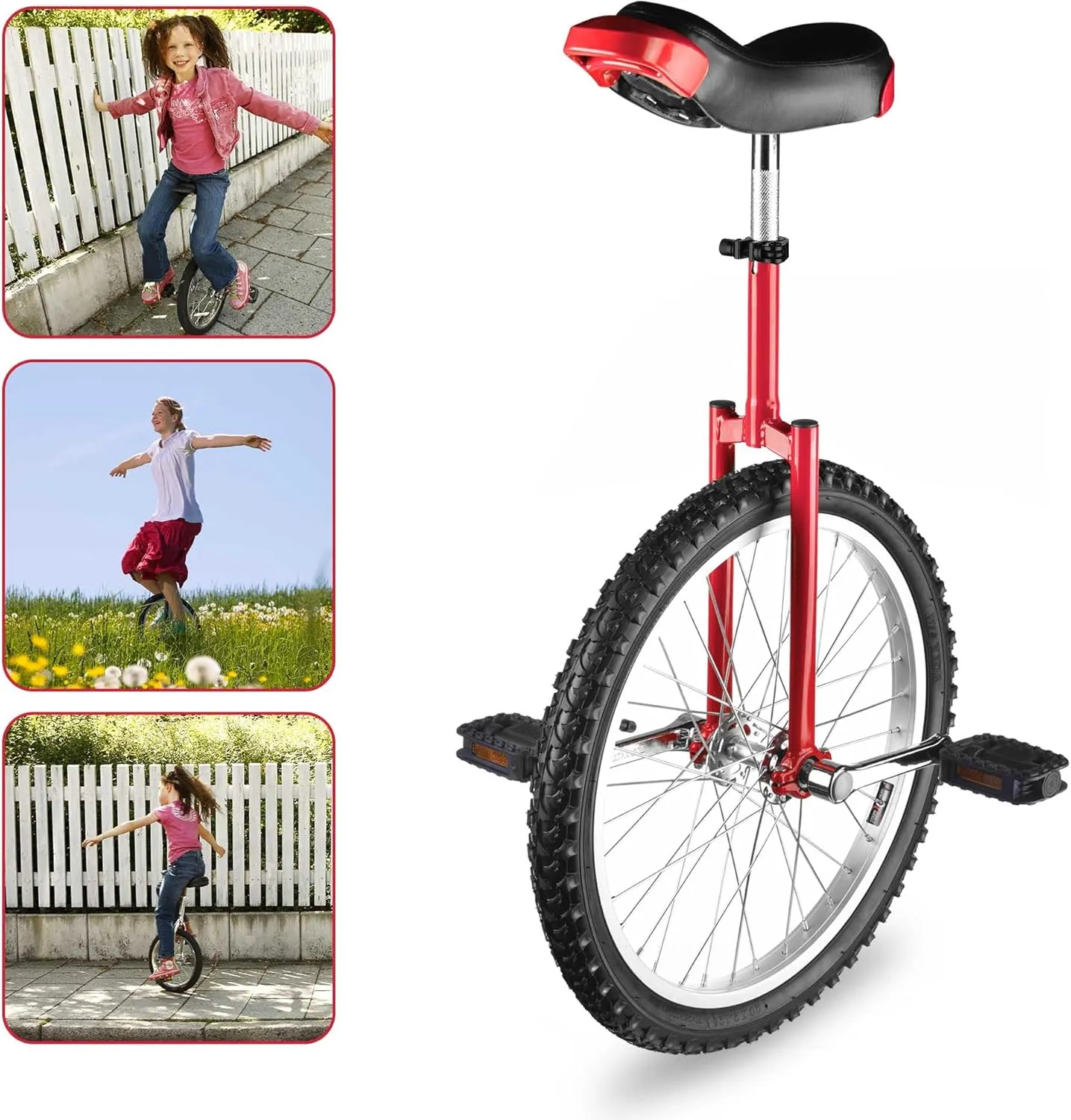 AW 16/18/20/24 Inch Wheel Outdoor Unicycle Adjustable Seat Exercise Bicycle Fit Adults Kids Outdoor Sports Fitness Exercise, for Choice