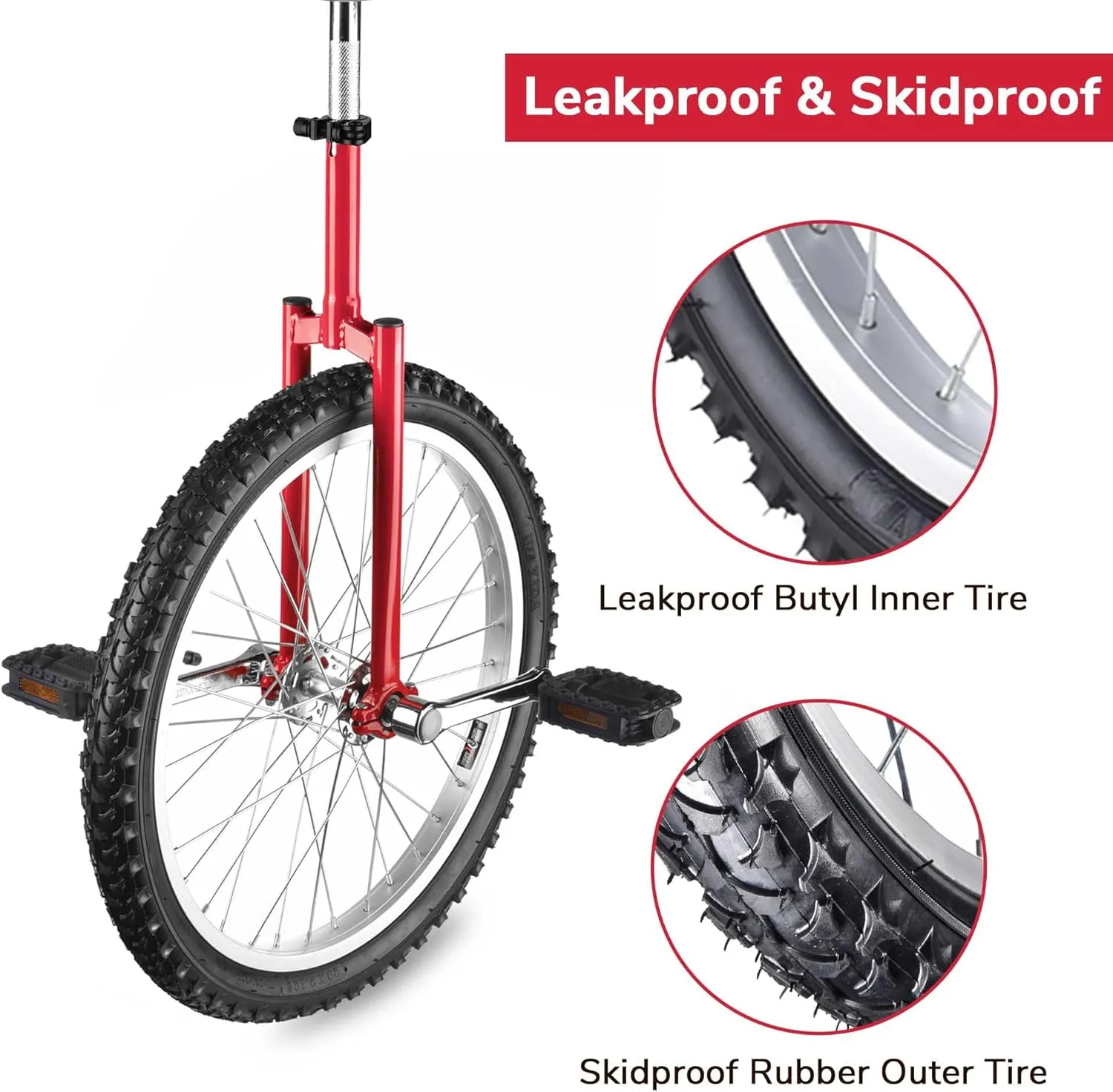 AW 16/18/20/24 Inch Wheel Outdoor Unicycle Adjustable Seat Exercise Bicycle Fit Adults Kids Outdoor Sports Fitness Exercise, for Choice