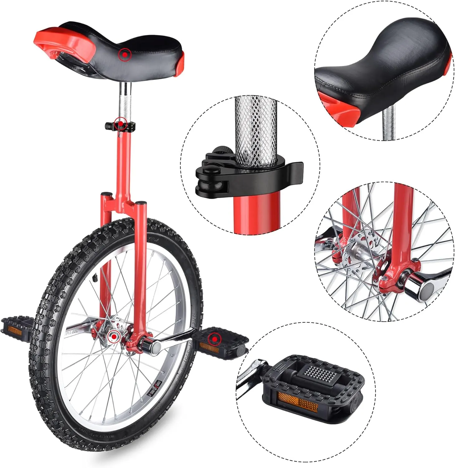 AW 16/18/20/24 Inch Wheel Outdoor Unicycle Adjustable Seat Exercise Bicycle Fit Adults Kids Outdoor Sports Fitness Exercise, for Choice