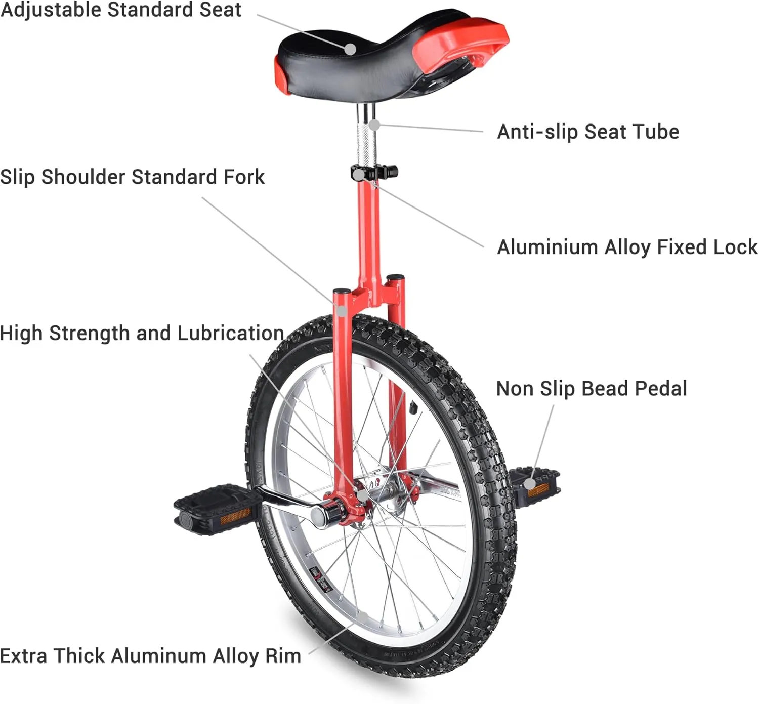 AW 16/18/20/24 Inch Wheel Outdoor Unicycle Adjustable Seat Exercise Bicycle Fit Adults Kids Outdoor Sports Fitness Exercise, for Choice