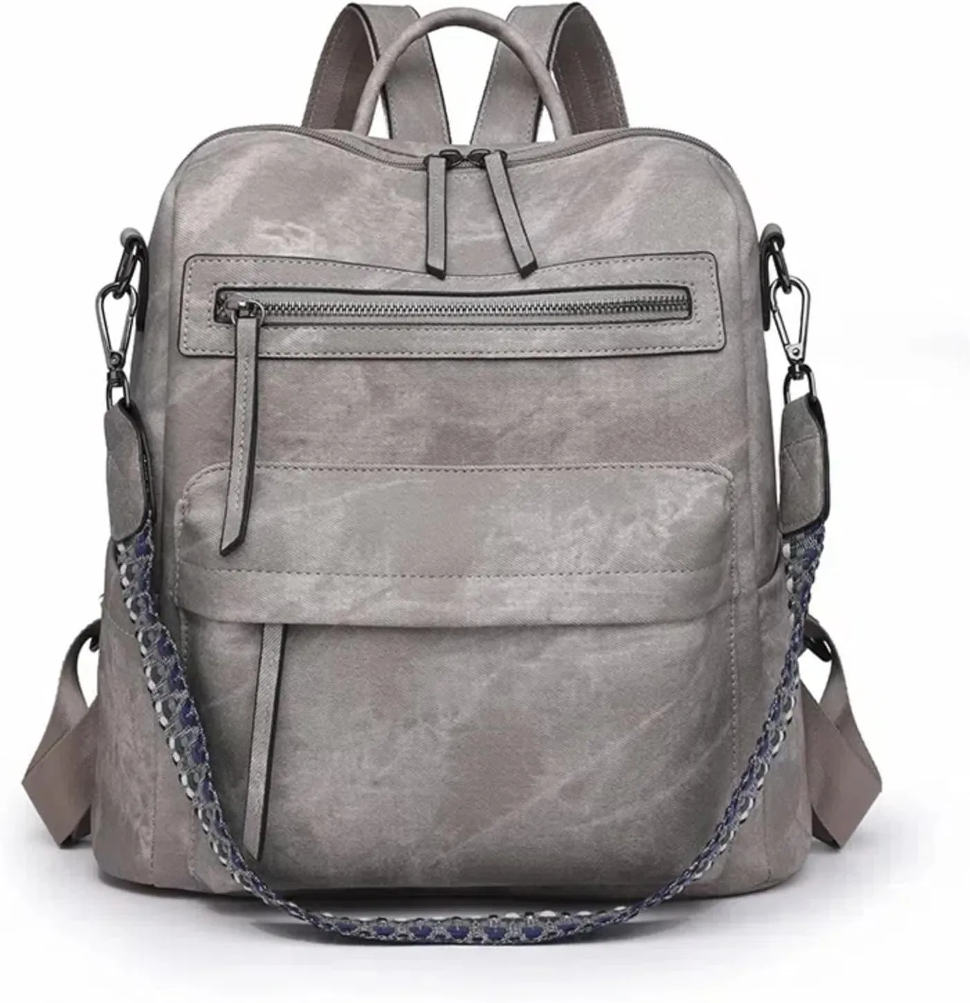 Backpack Purse for Women, PU Leather Back pack Purse, Multiple Pockets Anti Theft Backpack with Adjustable Straps, Women Back pack for Daily Work Travel, Grey