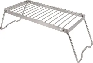 Backpacking Grill Stainless Steel Adjustable Height Thicker Camp Fire Cooking Racks Draining Backpacking Grill for Outdoor Cooking