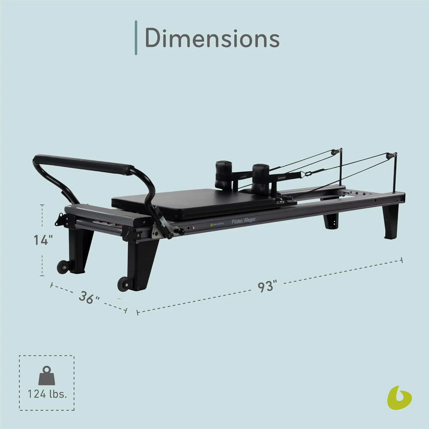 Balanced Body Allegro Pilates Reformer, Pilates Exercise Equipment, Workout Equipment for Home or Studio Use