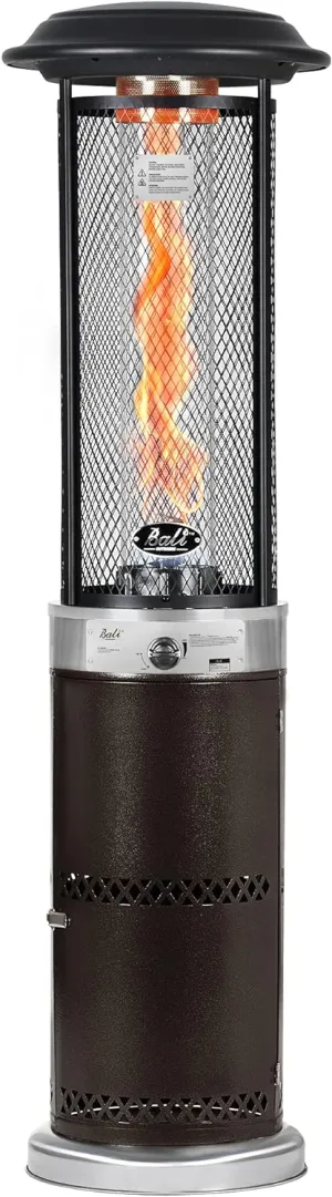 BALI OUTDOORS Propane Patio Heater, Stainless Steel Standing, 36,000 BTUs Portable Commercial Outdoor Gas Patio Heater with Glass Tube for Deck, Garden and Porch