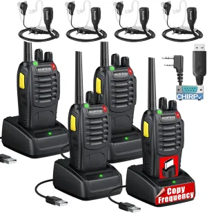 Baofeng BF-888HD Two-Way Radio Walkie Talkie 6W Long Range Rechargeable with Type-C Charging Dock FCC Certified for Construction Sites Fleet Adults/Kids Outdoor Activities (Upgraded from 888S) 4pack