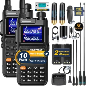 BAOFENG Radio UV-26 10W Ham Radio (5RM New Ver.), 6PCS Antennas Long Range Walkie Talkies NOAA Receiver, Multi-Band Two Way Radios with 2500mAh Battery 999CH Frequency Copy AM FM for Survival Gear-2P