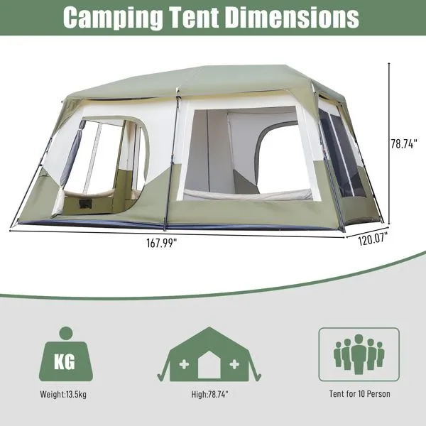 BaseLodge™ 10-Person Instant Setup Tent – Tactical Camp Shelter for Family or Group Outposts