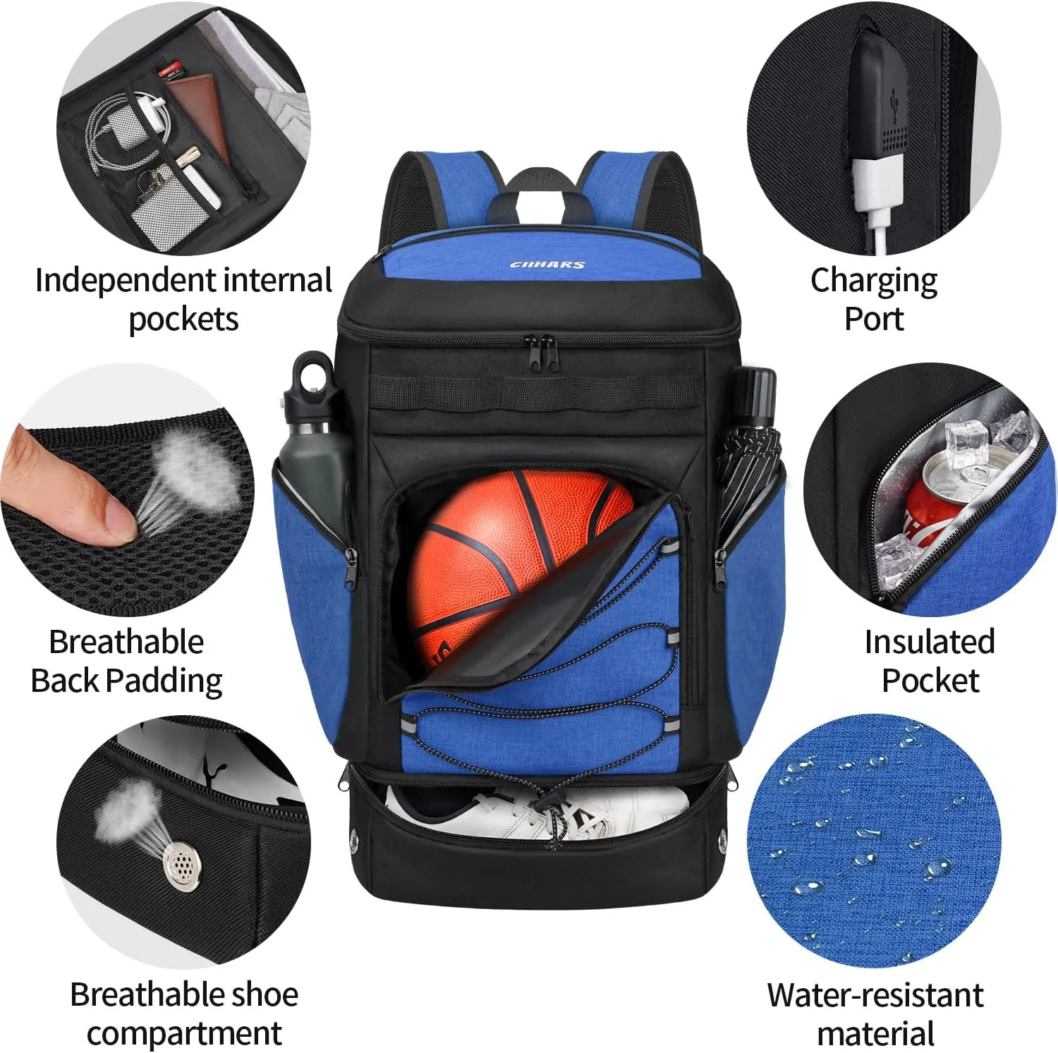 Basketball Backpack Basketball Bag Large Sports Bag with Separate Ball holder & Shoes compartment, Best for Basketball, Soccer,Volleyball,Gym