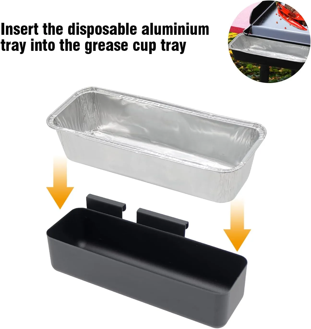 BBQ-PLUS Grease Catcher for Camp Chef Griddles with 20-Pack Disposable Grease Cup Liners, Grease Cup/Foil Grill Drip Pans or Camp Chef SG14 SG30 SG60 SG90 SG100 Professional Griddle