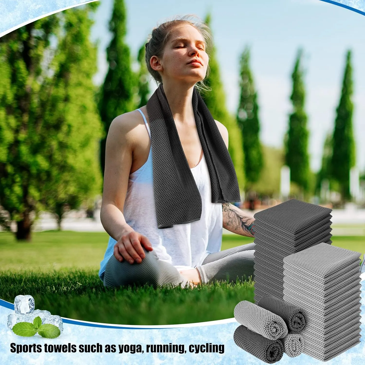 BBTO 100 Pack Cooling Towel - Microfiber Cold Sports Sweat Rags Neck & Face Breathable Ice Chilly Towel for Gym Yoga Golf Workout Beach Accessories
