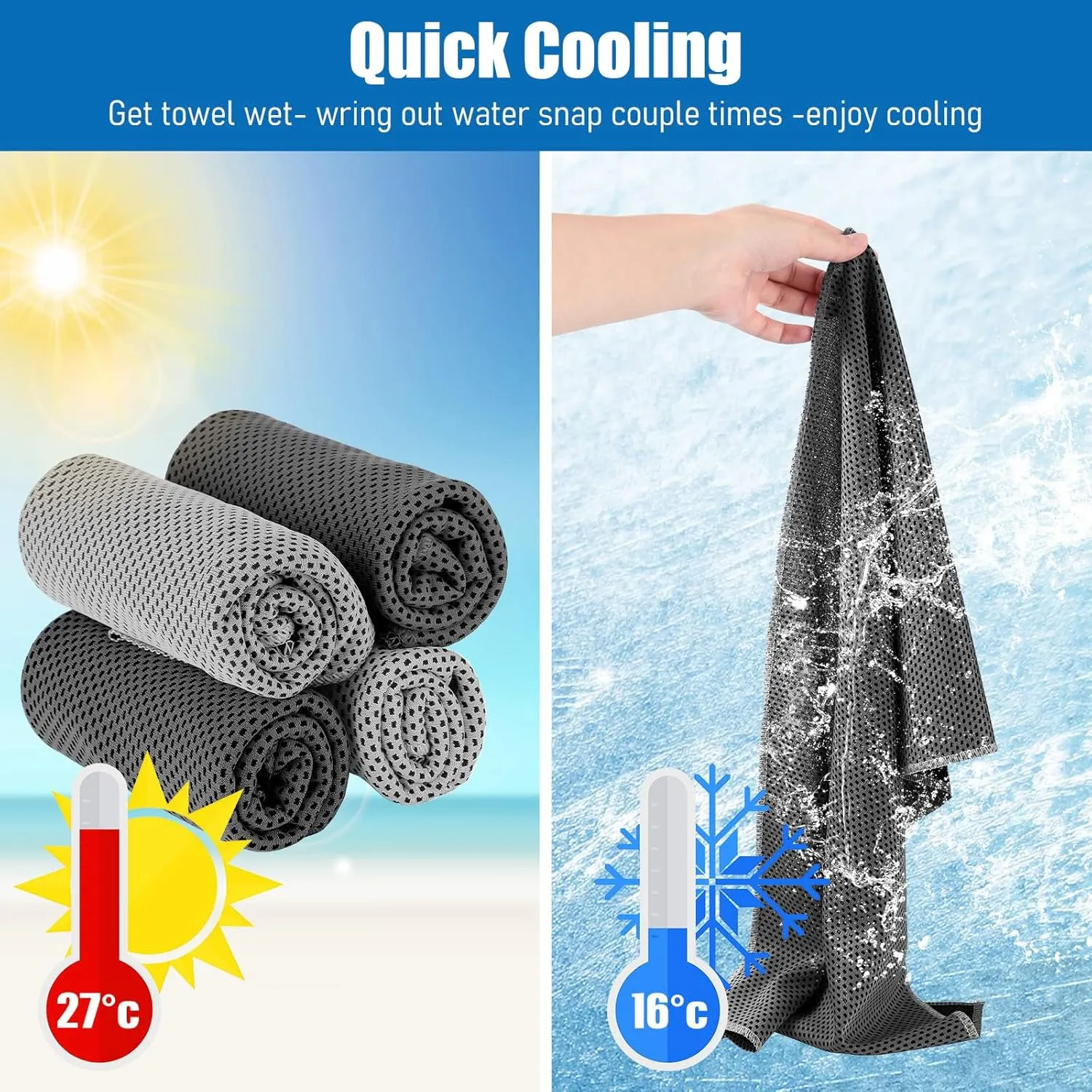 BBTO 100 Pack Cooling Towel - Microfiber Cold Sports Sweat Rags Neck & Face Breathable Ice Chilly Towel for Gym Yoga Golf Workout Beach Accessories