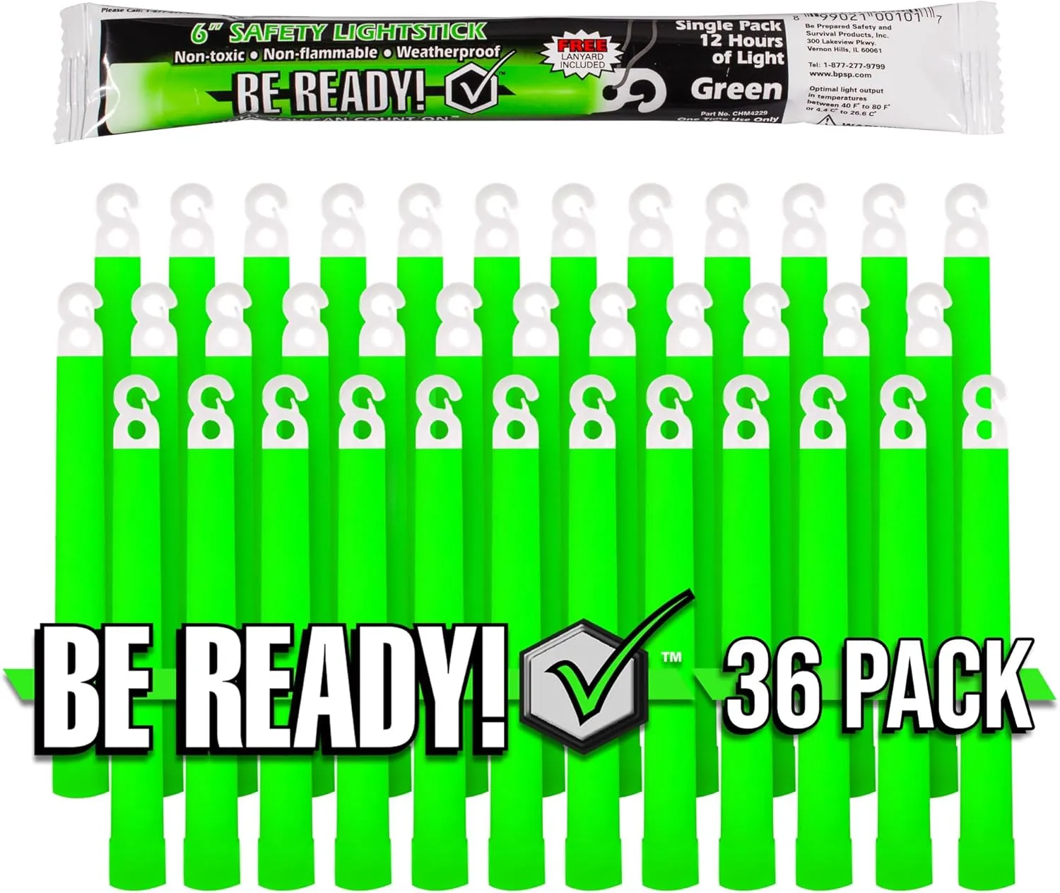 Be Ready - Industrial 12 Hour Illumination Emergency Safety Chemical Light Glow Sticks 36 Pack