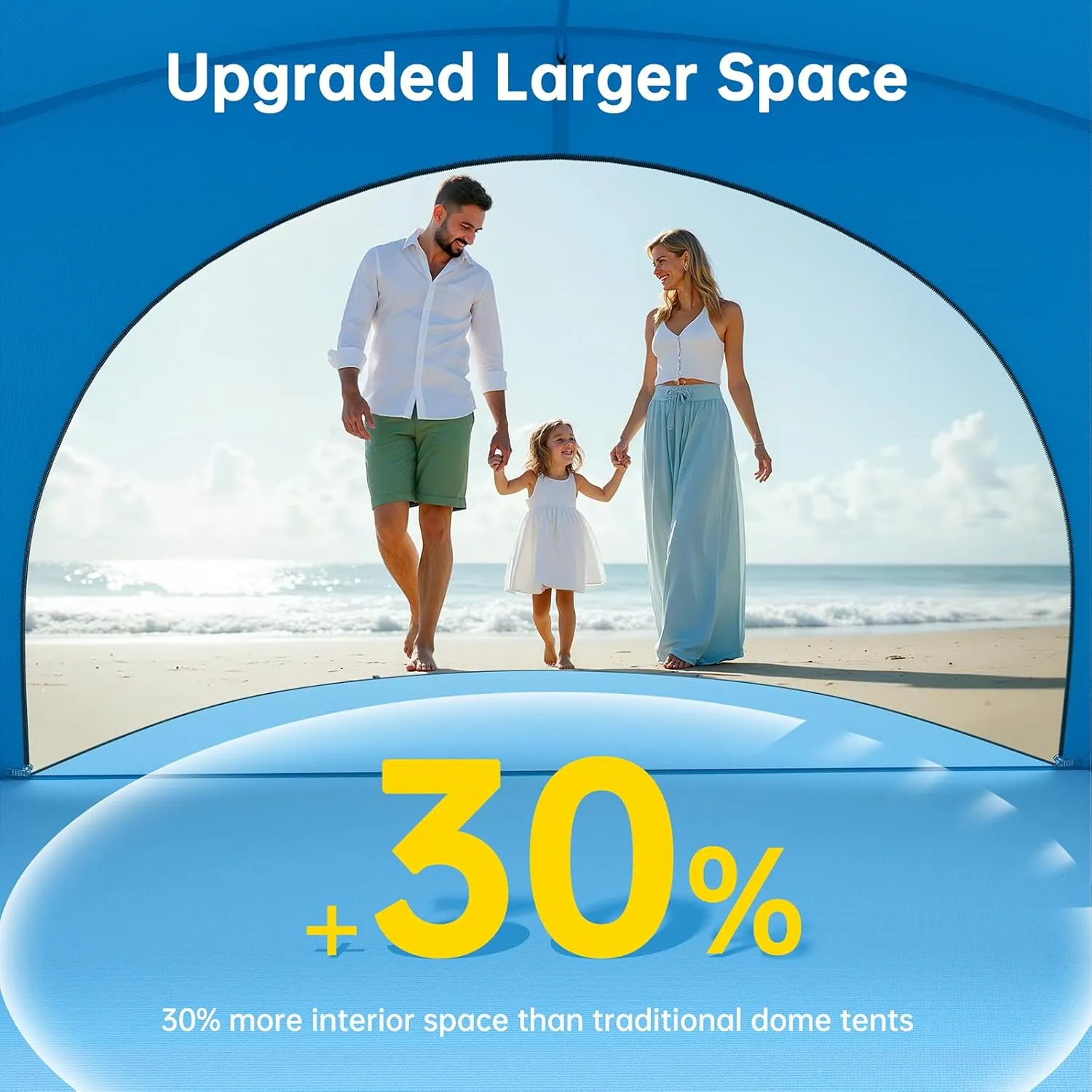Beach Tent Sun Shelter, Beach Shade Tent with UPF50  UV Protection, Beach Sun Shelter, Beach Shade with 2 Zippered Doors, Portable Beach Tent for Beach Camping Fishing