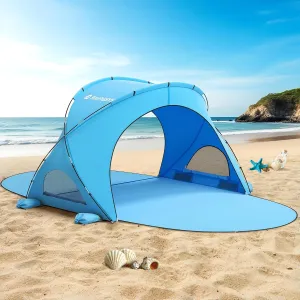 Beach Tent Sun Shelter, Beach Shade Tent with UPF50  UV Protection, Beach Sun Shelter, Beach Shade with 2 Zippered Doors, Portable Beach Tent for Beach Camping Fishing