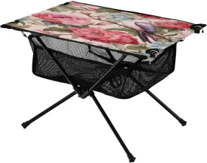 Beautiful Birds Portable Folding Camping Table, Compact Lightweight Beach Table with Carrying Bag for Outdoor Picnics, BBQs, Camp