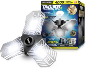 Bell Howell TRIBURST Aluminum LED Socket Ceiling Lights 60W 4000 LM 6500 K – LED Shop Lights with 3 Deformable Panels, Ultra Bright Ceiling Light for Indoor, Bedroom, Living Room, Garage E26 / E27