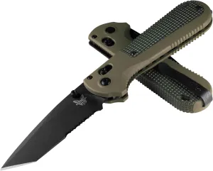 Benchmade - Redoubt Serrated Folding Knife with Ranger Green/Forest Grivory Handle (431SBK-1)