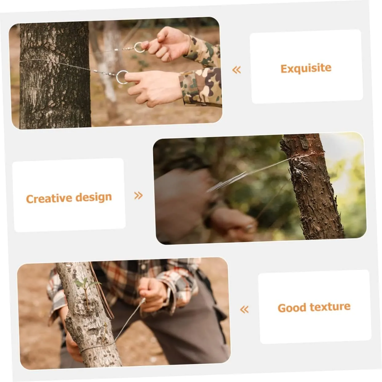 BESPORTBLE 3sets Outdoor Cutting Tools Stainless Steel Pocket Saws Emergency Survival Wire Saws for Camping 4pcs*3