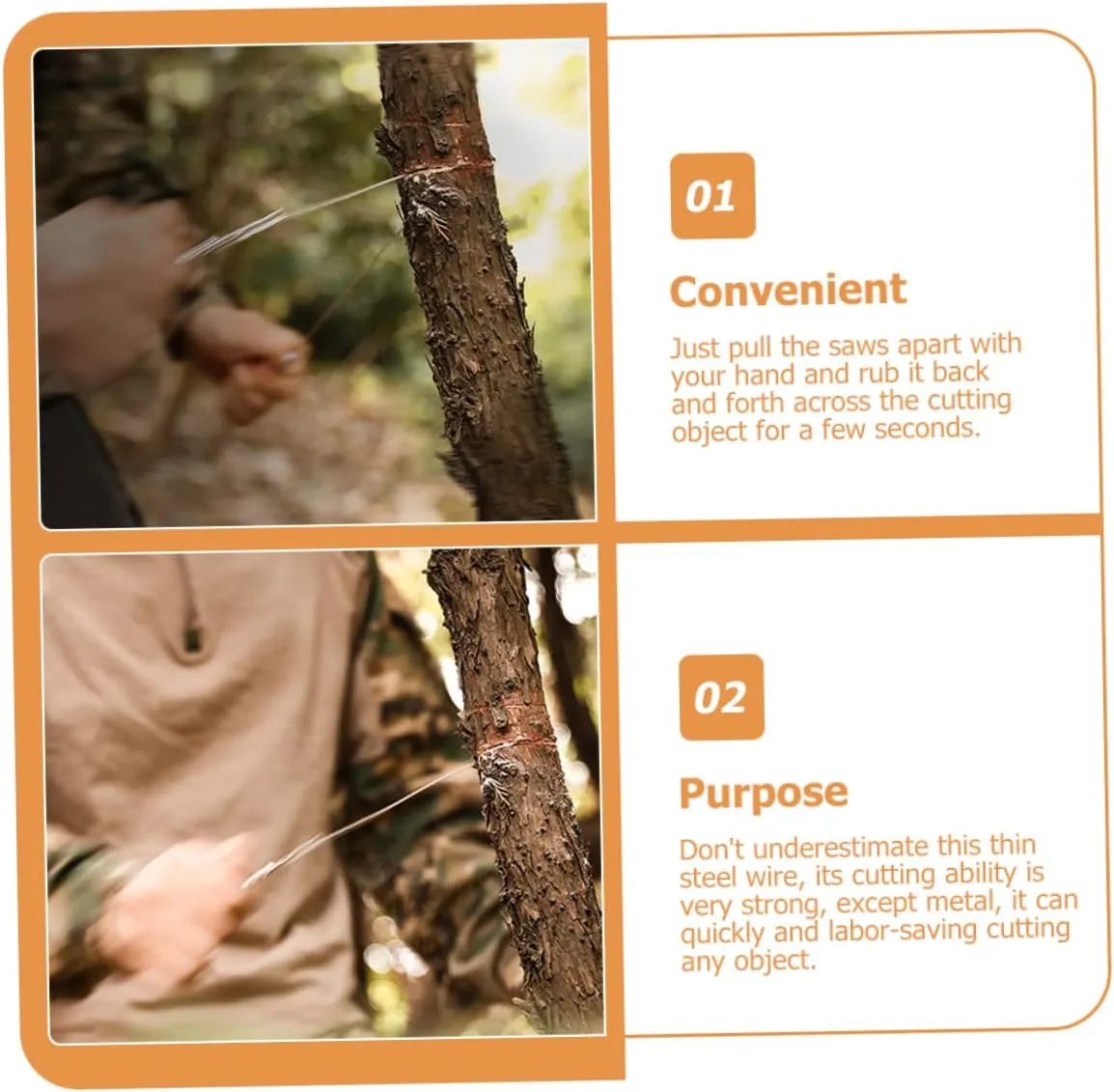 BESPORTBLE 3sets Outdoor Cutting Tools Stainless Steel Pocket Saws Emergency Survival Wire Saws for Camping 4pcs*3