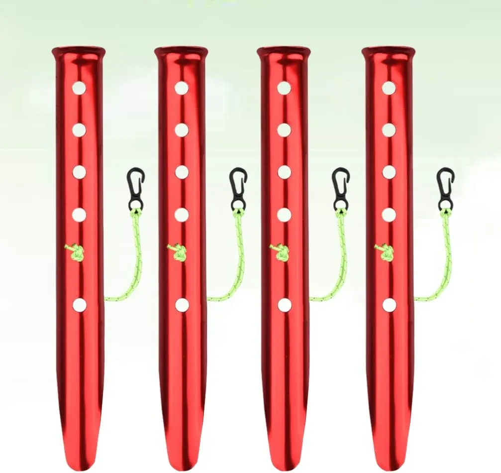 BESPORTBLE 4pcs U-Shaped Tent Stakes for Beach Camping Aluminum Alloy Tent Accessories Easy Removal Cord Anchor Outdoor Random