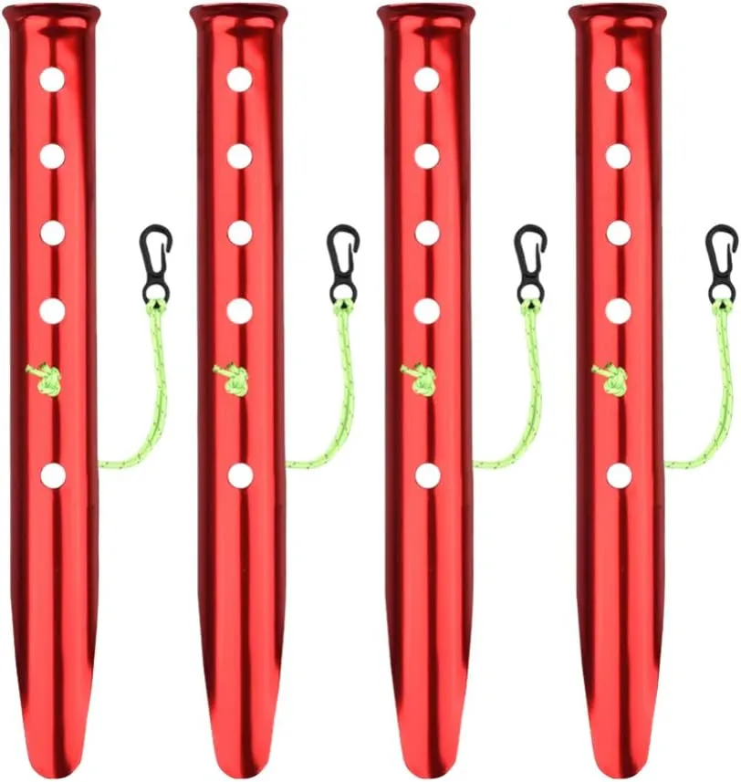 BESPORTBLE 4pcs U-Shaped Tent Stakes for Beach Camping Aluminum Alloy Tent Accessories Easy Removal Cord Anchor Outdoor Random