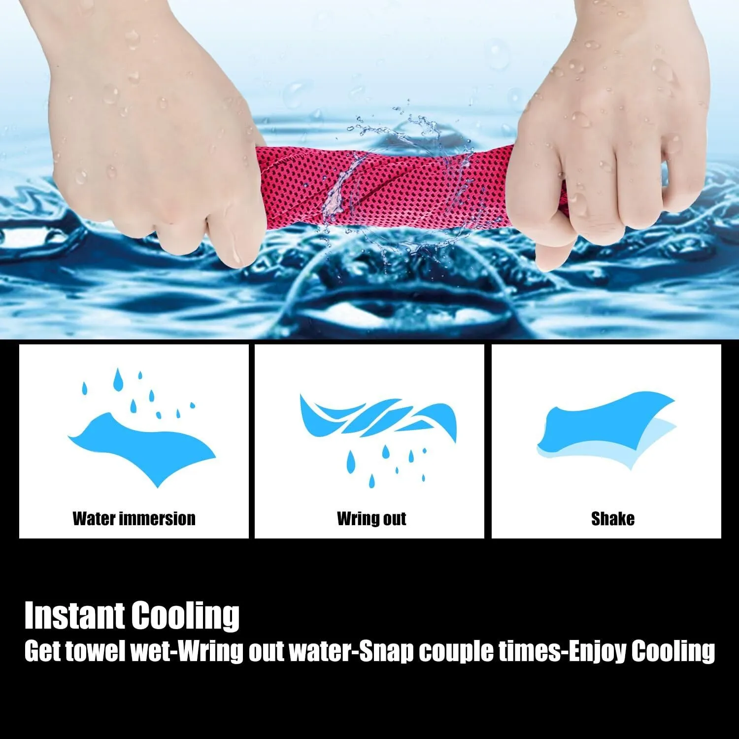 Biange Cooling Towels (40"x 12", Pack of 30) for Neck and Face, Cold Towel for Hot Weather, Sports, Workout, Fitness, Gym, Yoga, Golf, Pilates, Travel, Camping & More