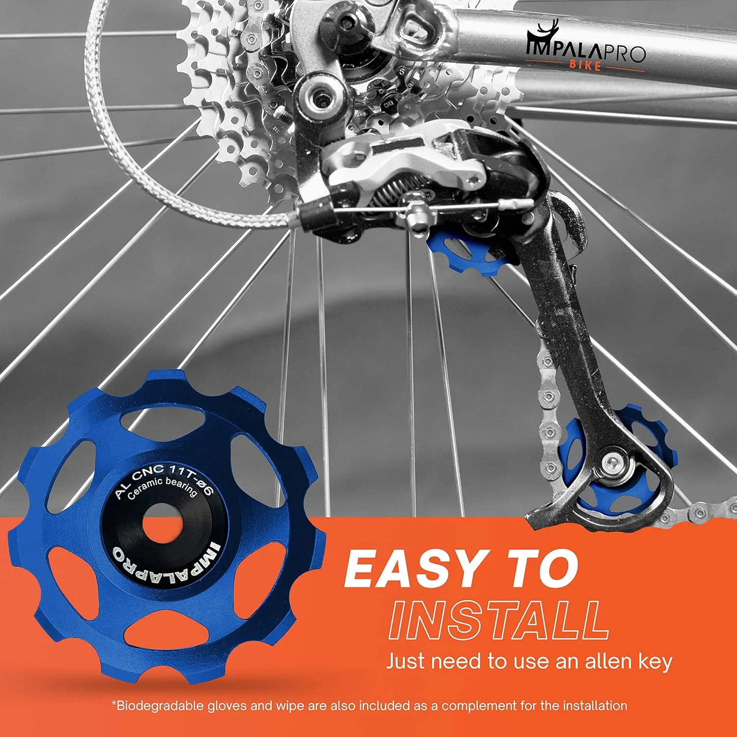 Bike Set of 2 Ceramic Jockey Wheels 11t - Derailleur Pulley - Shimano Jockey Wheels 11 Speed - Sram Pulley