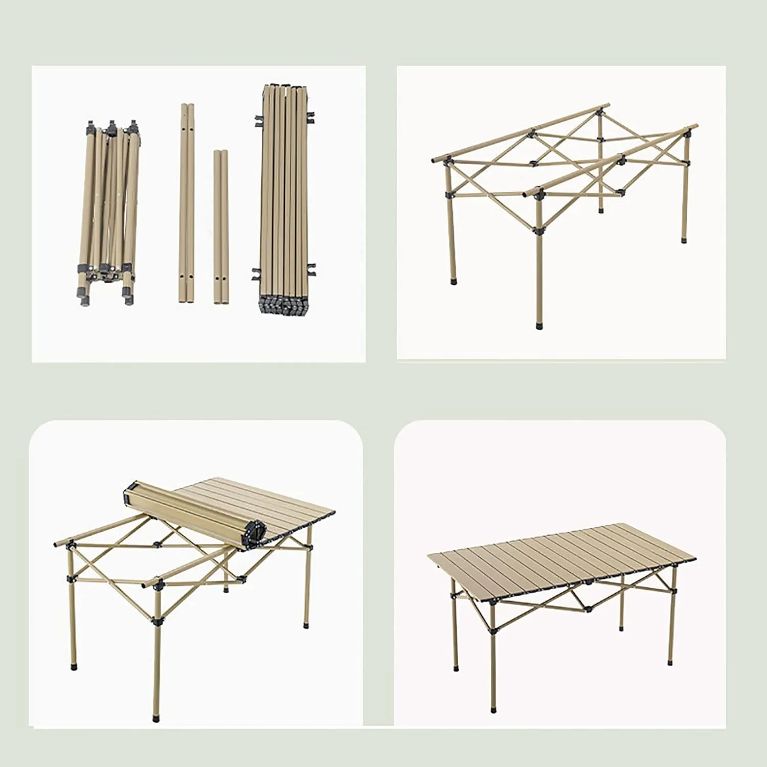 BK&MF Outdoor Portable Folding Table,Ultralight Aluminum Camping Table Picnic Roll-up Table Side Table Compact with Carry Bag for Outdoor Cooking,A,95x55x50cm(37x22x20inch)