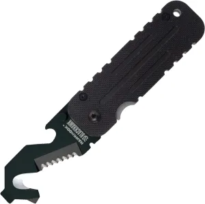 BLACKHAWK HAWKHOOK Compact Survival Multitool, 2-1/4” 9CRMOV18 Blade with G10 Handle with Glass Breaker, Seatbelt Cutter, Serrated Edge, Wire Stripper, Screwdriver, Bottle Opener (BH15HH11BK)