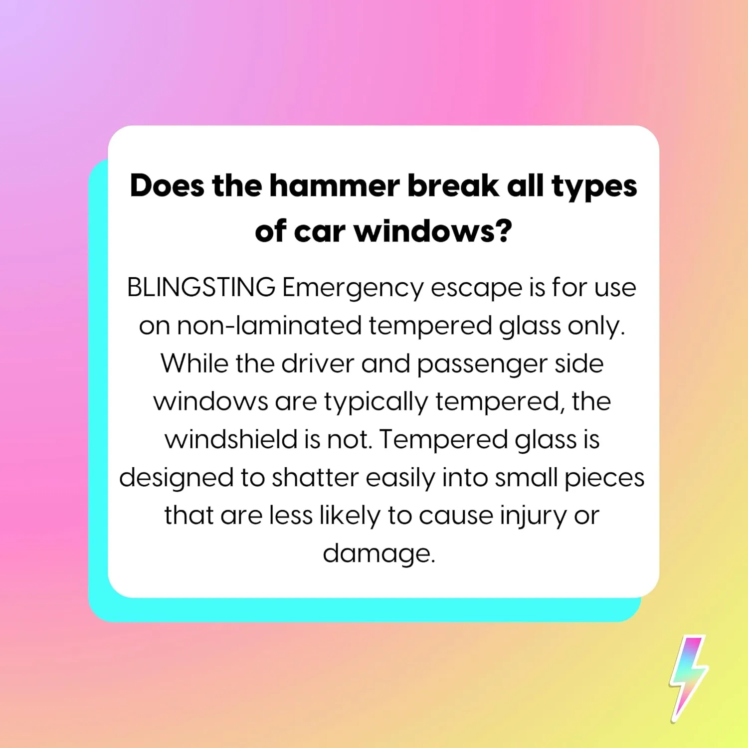 BLINGSTING Glammer Safety Hammer - Emergency Automotive Escape Hammer Tool, Seat Belt Cutter & Car Window Break Tool - White & Silver, 2 Count