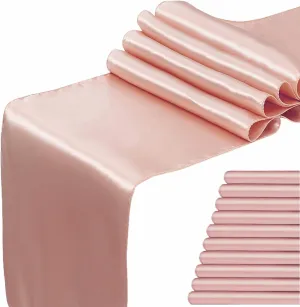 Blush Pink Table Runner 10 Pack - Satin Table Runners 12 x 108 Inches Long for Wedding Parties Birthday Meeting Events Decorations
