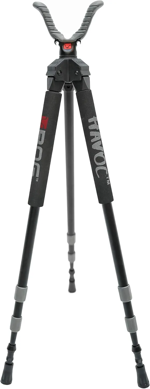 BOG Havoc Tripod Shooting Rest with Lightweight Aluminum Construction, High Density Foam Grips, Twist-Style Lock Legs, and Non-Marring Universal Shooting Rest Head for Hunting, Shooting, and Outdoors