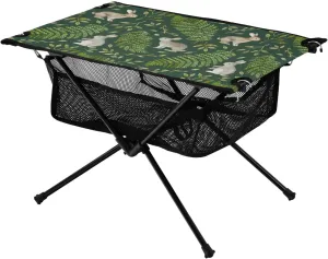 Bolaz Outdoor Folding Portable Picnic Camping Table-Rabbits Leaves,Storage Mesh for Camping Gear Accessories, Hiking, Mountaineering, Outdoor Travel