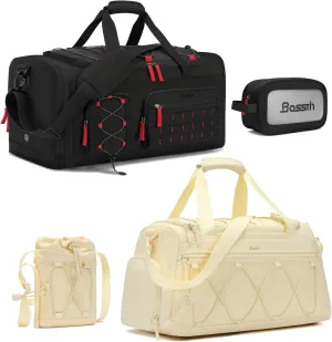 Bosstin Gym Bag for Men & Women Bundle, 40L & 45L Travel Duffle Gym Bag with Shoe Compartment, Black&Yellow