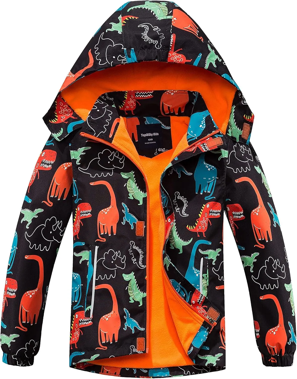 Boys Girls Rain Jacket for Kids Waterproof Coat Lightweight Hooded Fleece Lined Raincoats Windbreakers