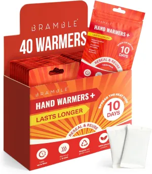 Bramble Hand Warmers Disposable Bulk Up to 10 Hours of Heat for Cold Weather, Ski, Camping & Outdoor Activities | Air Activated Instant Heat Packs for Body, Feet, Adult & Kids
