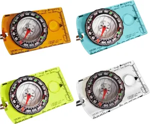 Bright Colored Menjo Outdoors Magnetic Compass, Kids Hiking Gear Ideal for Boy Scouts or Wilderness Enthusiasts. Survival Compass for Camping, Hiking, Backpacking, Mountaineering, and Exploration
