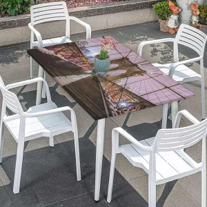 Brown Rectangular Table Covers, Bridge Pedestrian Walkway Before Sunrise Tablecloth Fitted Table Cloth Rectangle Table Apartment Fits up 4 Foot Tables