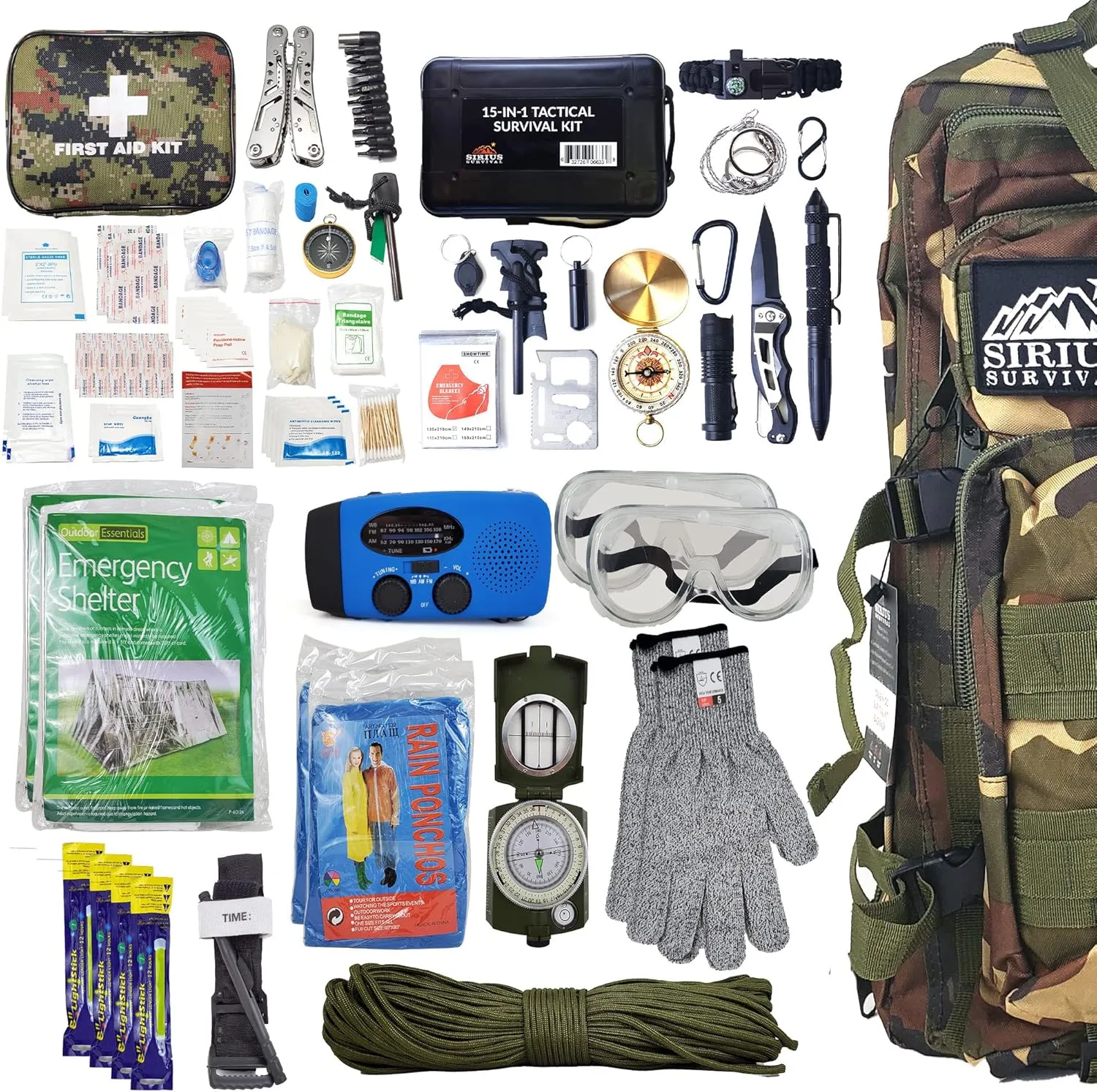 Bug Out Bag Backpack Bugout Kit Great for Family - Survival Backpack for Earthquakes, Hurricanes, Floods, Tornados, Fires & Other Disasters