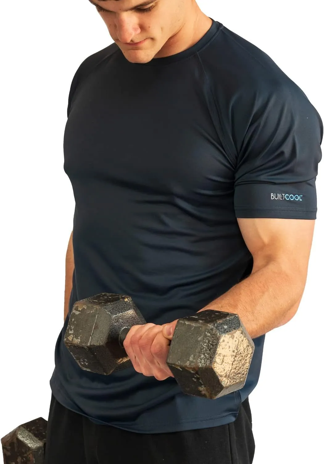 BUILTCOOL Men’s Crew Neck Raglan Shirt – Quick Dry Shirts for Men, Instant Cooling Moisture Wicking, UPF 50 Sun Protection