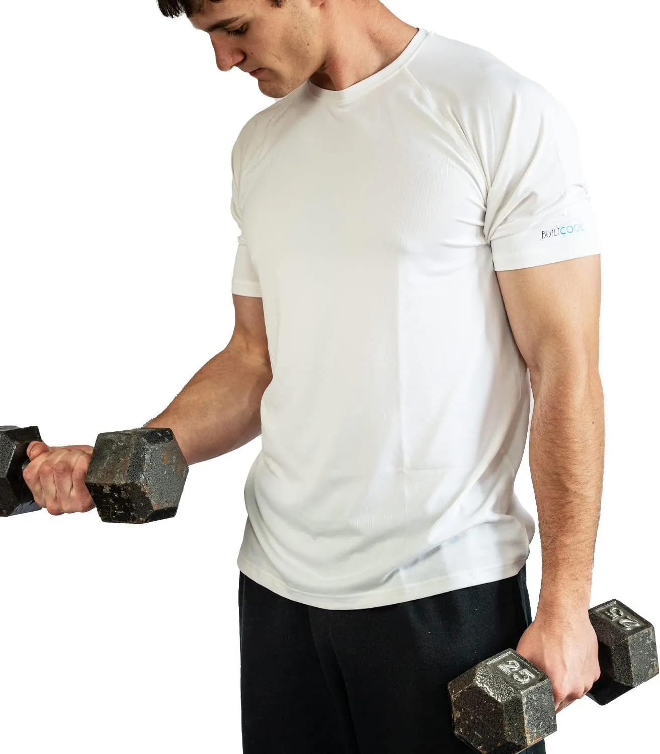 BUILTCOOL Men’s Crew Neck Raglan Shirt – Quick Dry Shirts for Men, Instant Cooling Moisture Wicking, UPF 50 Sun Protection