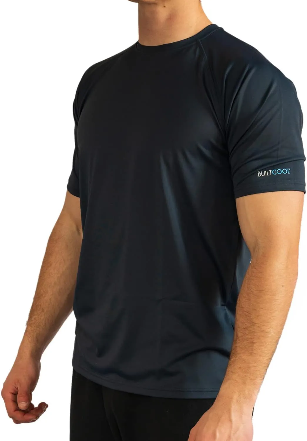 BUILTCOOL Men’s Crew Neck Raglan Shirt – Quick Dry Shirts for Men, Instant Cooling Moisture Wicking, UPF 50 Sun Protection