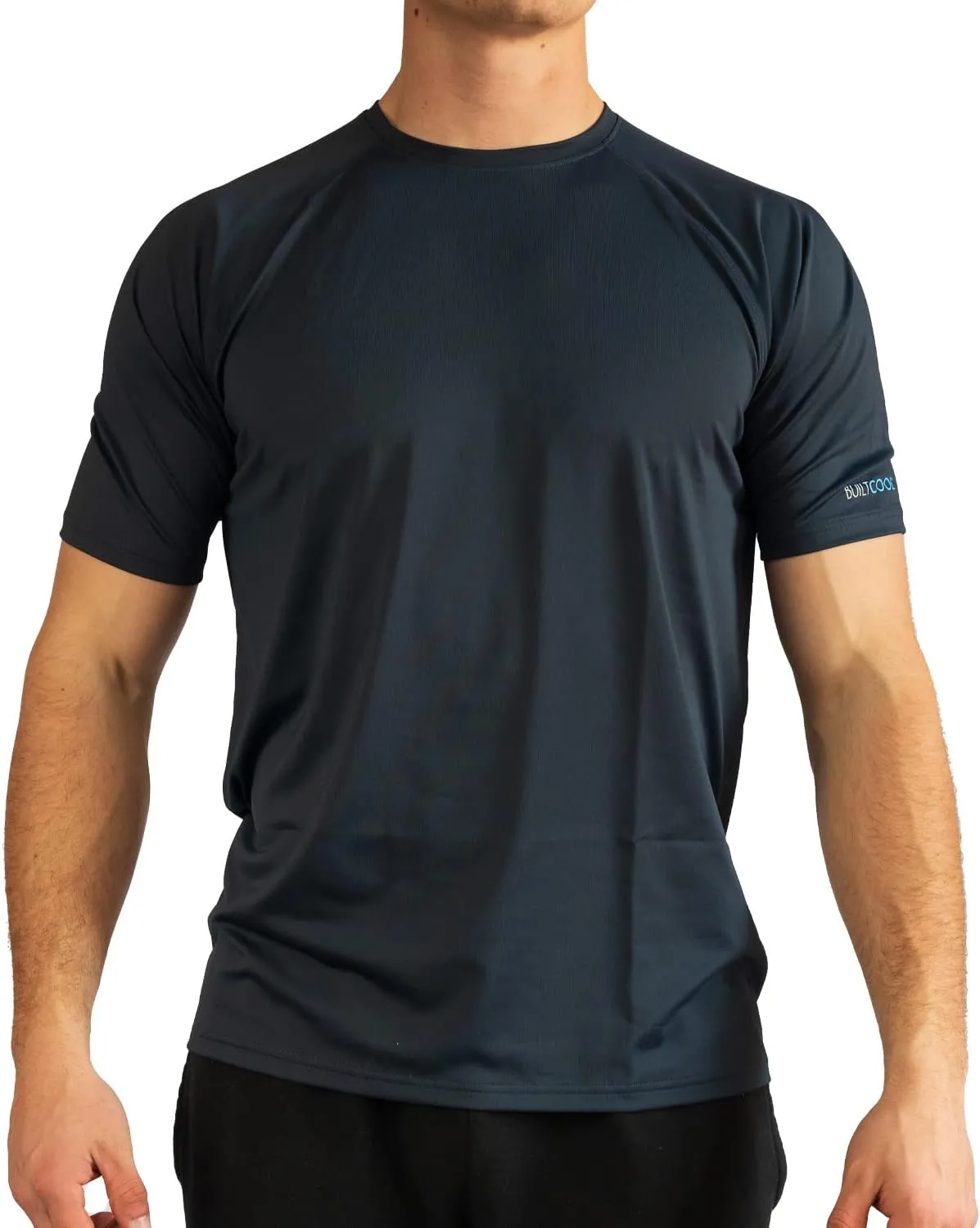 BUILTCOOL Men’s Crew Neck Raglan Shirt – Quick Dry Shirts for Men, Instant Cooling Moisture Wicking, UPF 50 Sun Protection
