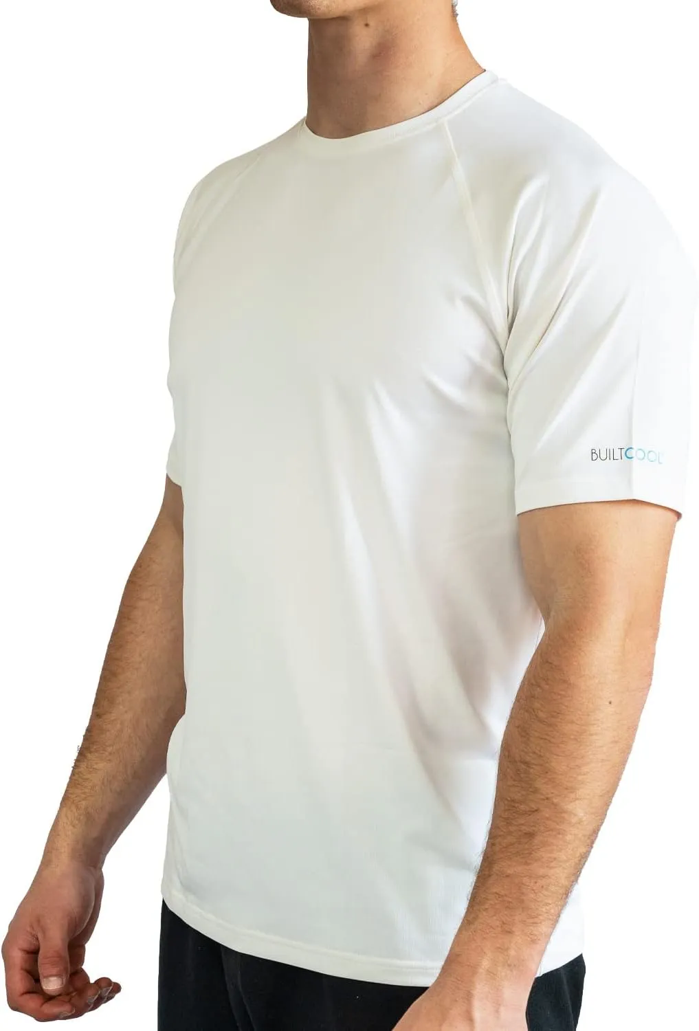 BUILTCOOL Men’s Crew Neck Raglan Shirt – Quick Dry Shirts for Men, Instant Cooling Moisture Wicking, UPF 50 Sun Protection