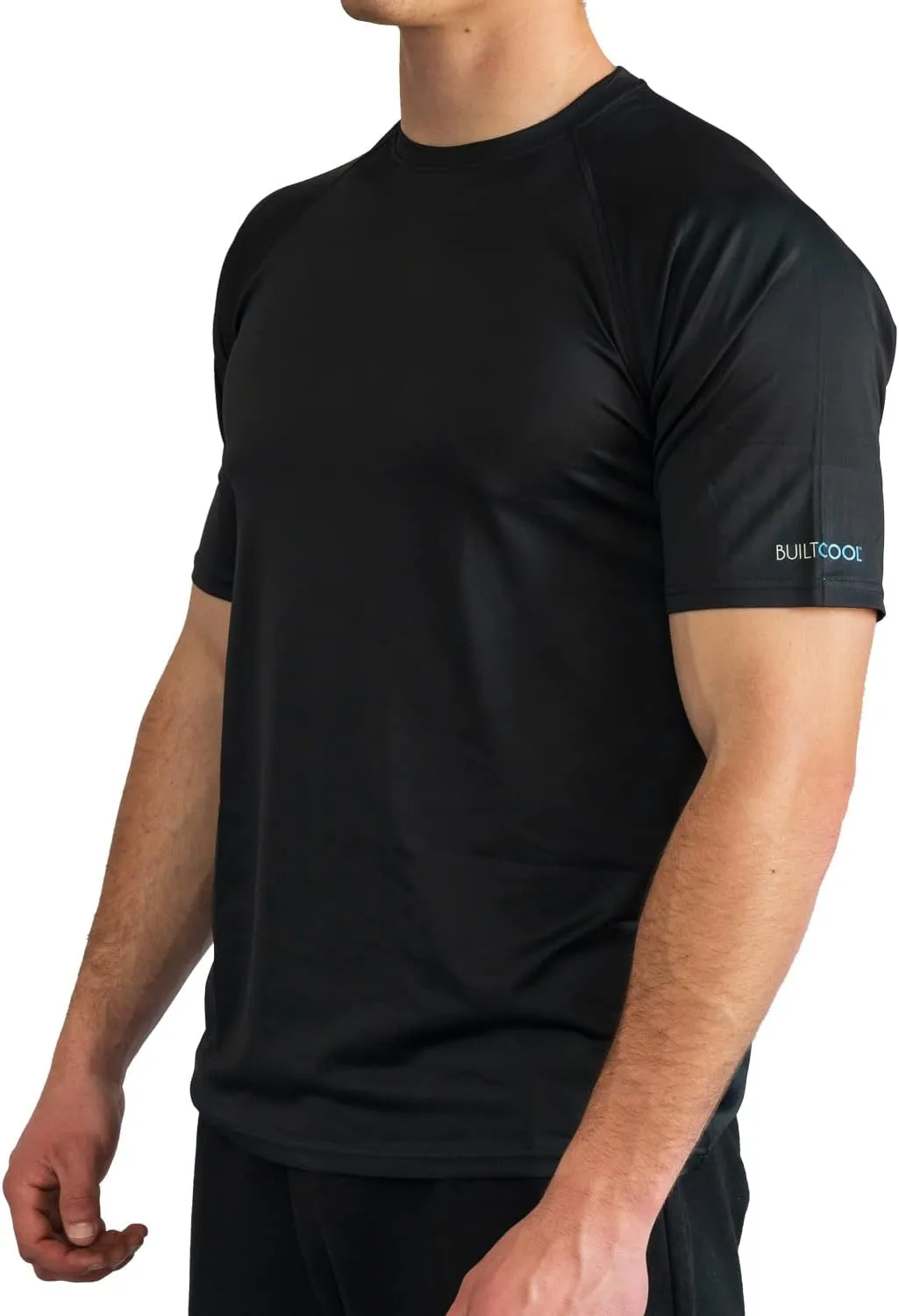 BUILTCOOL Men’s Crew Neck Raglan Shirt – Quick Dry Shirts for Men, Instant Cooling Moisture Wicking, UPF 50 Sun Protection