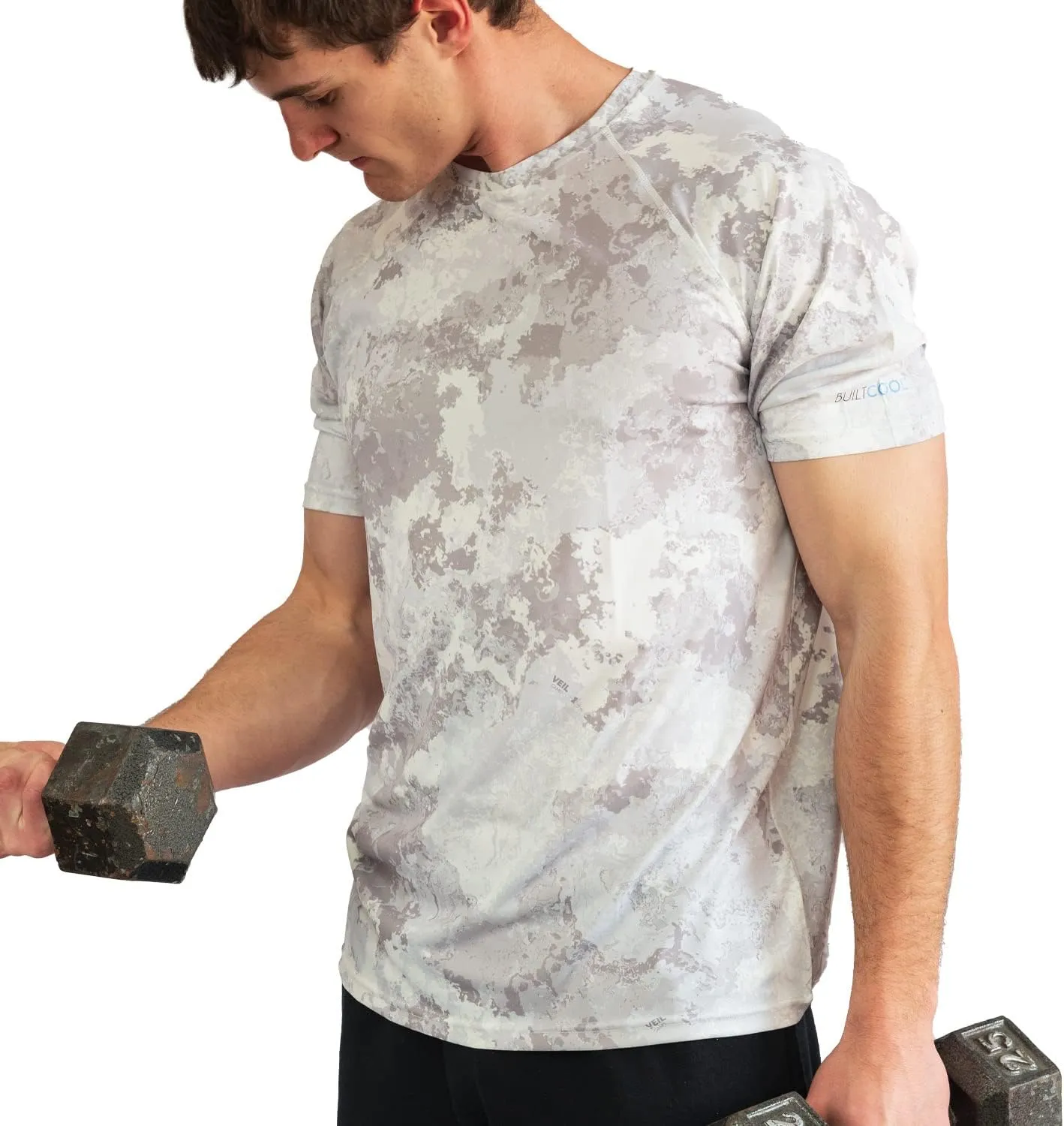 BUILTCOOL Men’s Crew Neck Raglan Shirt – Quick Dry Shirts for Men, Instant Cooling Moisture Wicking, UPF 50 Sun Protection