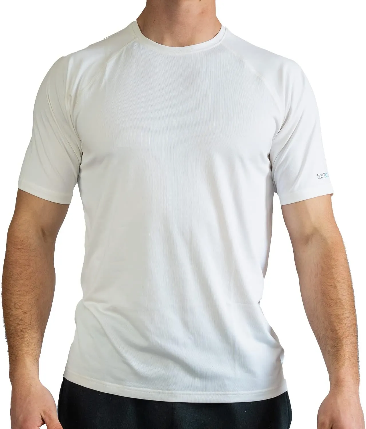 BUILTCOOL Men’s Crew Neck Raglan Shirt – Quick Dry Shirts for Men, Instant Cooling Moisture Wicking, UPF 50 Sun Protection