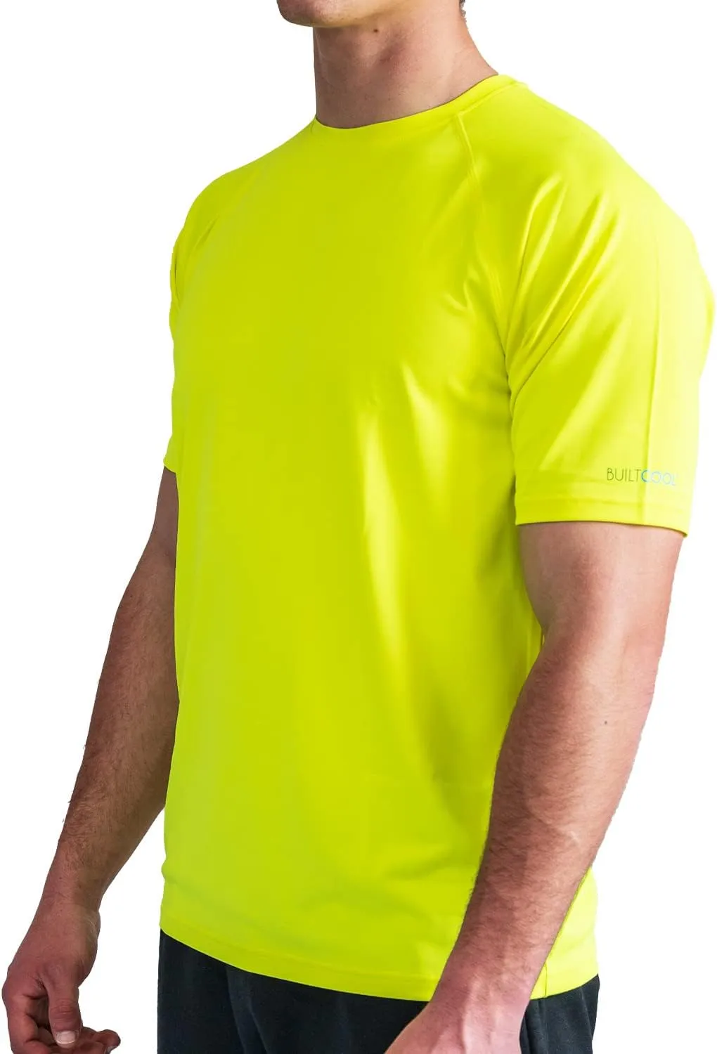 BUILTCOOL Men’s Crew Neck Raglan Shirt – Quick Dry Shirts for Men, Instant Cooling Moisture Wicking, UPF 50 Sun Protection
